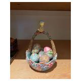 Jim Shore “Birdie Basket” with five eggs