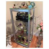 23x23x48H glass and metal shelf NO CONTENTS