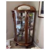 18xD 24L x 65H curved front glass curio cabinet with carved front NO CONTENTS