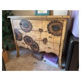 18D x 36L x 32H modern made to look distressed 3 drawer dresser
