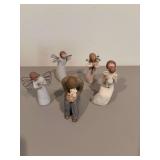 Five Willow Tree figurines