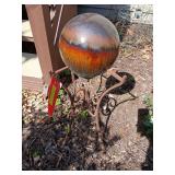Gazing ball w iron stand, approx 26H