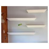Four white floating shelves-(2) 24” and (2) 36”