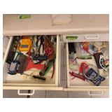 Various household supplies, towels, gloves, light bulbs etc...