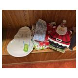 Vinyl tablecloths, snowman dish etc...