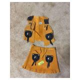 Leather fringed  skirt and vest set, probably 18 mo size