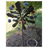 Double sided metal whirly gig and metal planter