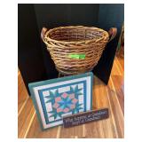 Grandmas sign, basket, stool and barn board style wall hanging