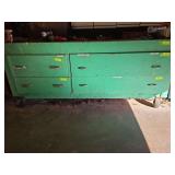 28 x 80 rolling steel cabinet, shallow drawers, 4 each side. HEAVY, HEAVY, You will need a trailer with ramps! Bring friends! Late pick up time. NO CONTENTS