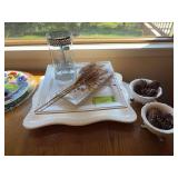 White serving pieces and decor