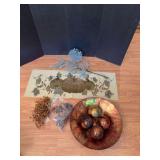 Beaded fall theme table runner and decor to match
