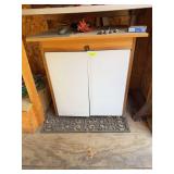 3 drawer double  door cabinet and contents