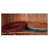 Chargers-(6) Pier 1 13” red, (6) Royal Gallery silver 13” and (1) 13” gold