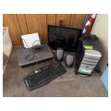 Machines CPU, keyboard, speakers, Xerox monitor and HP printer