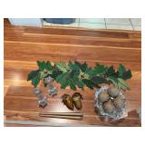 Beaded holiday table runner and decor
