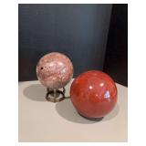 Two large decorative and heavy spheres