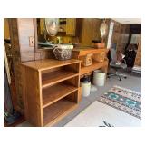 Oak bookcase 17D x 35L x 36H plus oak bookcase headboard 60" wide