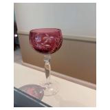 One single Czech glass wine glass