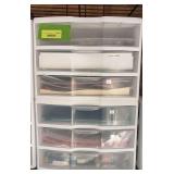 (2) 3 drawer plastic cabinets w/ qty of scrapbooking supplies