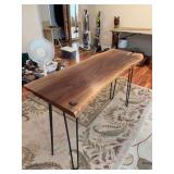 18x49x29 walnut sofa table with resin inlay Made by Sellers son
