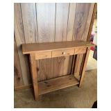 Small pine hall table 11D x 34L x 28H