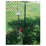 28” lightning rod and 30” lighting rod with milk glass ball, broken