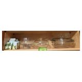 Hand painted C&S and S&P set, Pyrex and Anchor Hocking covered casseroles and pedestal salad bowl