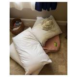 Four pillows and twin size down comforter