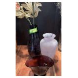 Three art deco purple vases