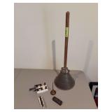 Washer plunger, oil can and vintage electrical switches