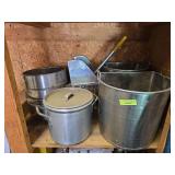 Stainless steel mop buckets, mop ringer, and pans