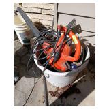 Handled tub w black & decker blower, loppers, wood chunks, etc
