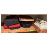 Insulated bags, granite ware roasters, Krups meat slicer
