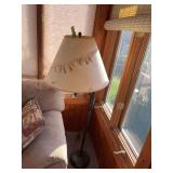 Approx 5’ tall swing arm floor lamp w paper style shade Water damage?? See photos