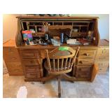 24x53x48 roll top desk with swivel office chair NO CONTENTS