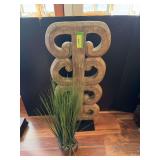 36” tall art deco piece and planter w artificial grass