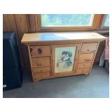 Small modern pine cabinet 11D x 38L x 25H