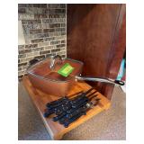 Copper Chef 9.5” deep skillet, cutting board and knives