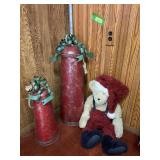 2 giant tin bells and a Teddy Santa