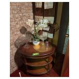 3 tier oval table 19 x 28 x 24H and decor items