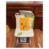 Cosco kitchen stool, Jim Loyd and WMT cookbooks