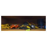 Drop light, extension cords, map gas torch, cord splitters