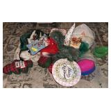 Christmas decor-pillows, boxes, blankets, etc