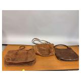 Three leather purses includes 2 Frye and 1 Patricia Nash