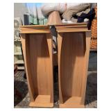 Pair of matched tan media shelves 8D x 15L x 43H