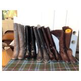 Five pair women’s knee high boots, size 6