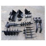 CFG, Mini Excavator Attachment, 12EX-ATA,  (1) 8 in Bucket, (1) 20in Bucket, (1) 32 in Bucket, (1) Quick Coupler, (1) Ripper, (1) Grapple,  (1) Rake, (1) 8 in Auger, (1) 12 in Auger, SOLON