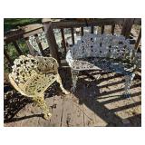 Cast iron settee and chair