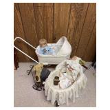 Three baby buggies with passengers