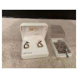 14kt earrings and rosary